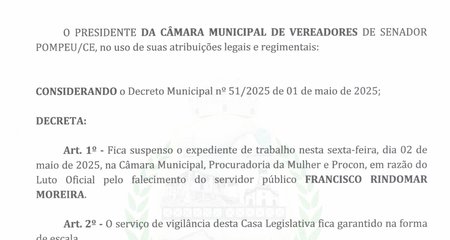 “DECRETA LUTO OFICIAL E DÁ OUTRAS PROVIDÊNCIAS”.