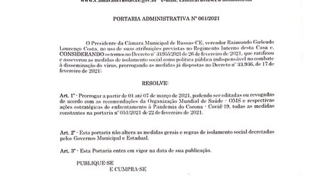 Portaria Administrativa Nº 061/2021