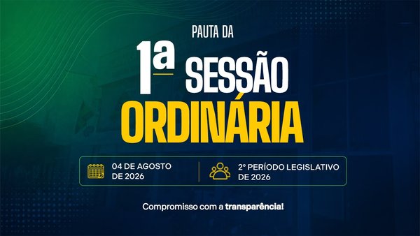 A Câmara Municipal de Jaguaruana divulga, de forma antecipada, a pauta da 01ª Sessão Ordinária do 2º Período Legislativo de 2026, reforçando seu compromisso com a transparência, o acesso à informação e o diálogo permanente com a sociedade.