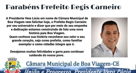 Parabéns Prefeito Regis Carneiro