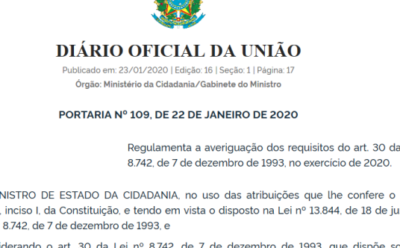 Portaria do Ministério da Cidadania regulamenta a forma de cobrança do CPF da Assistência Social